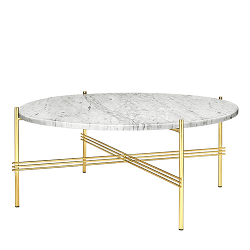 GamFratesi TS Table Ø80 Marble White/brass