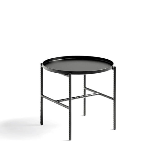 Rebar Round Side Table Soft Black Frame